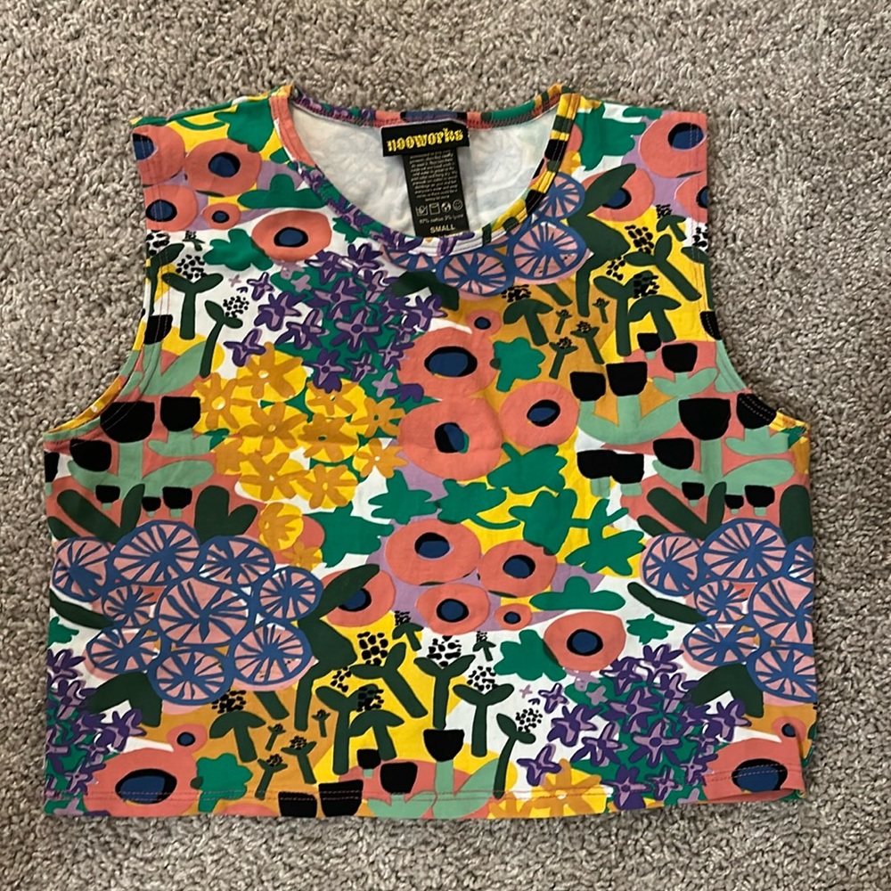 nooworks colorful funky party tank NWOT